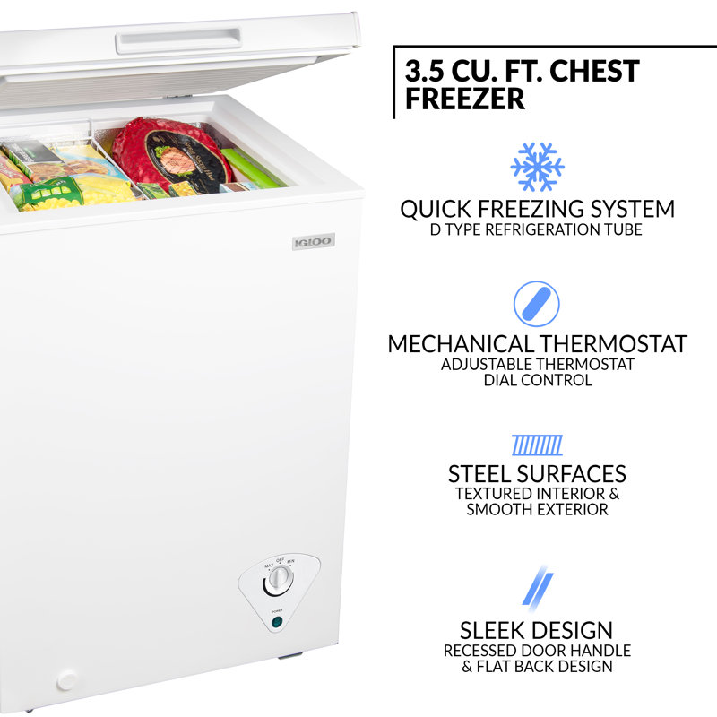 Igloo 3.5 Cubic Feet Garage Ready Chest Freezer with Adjustable